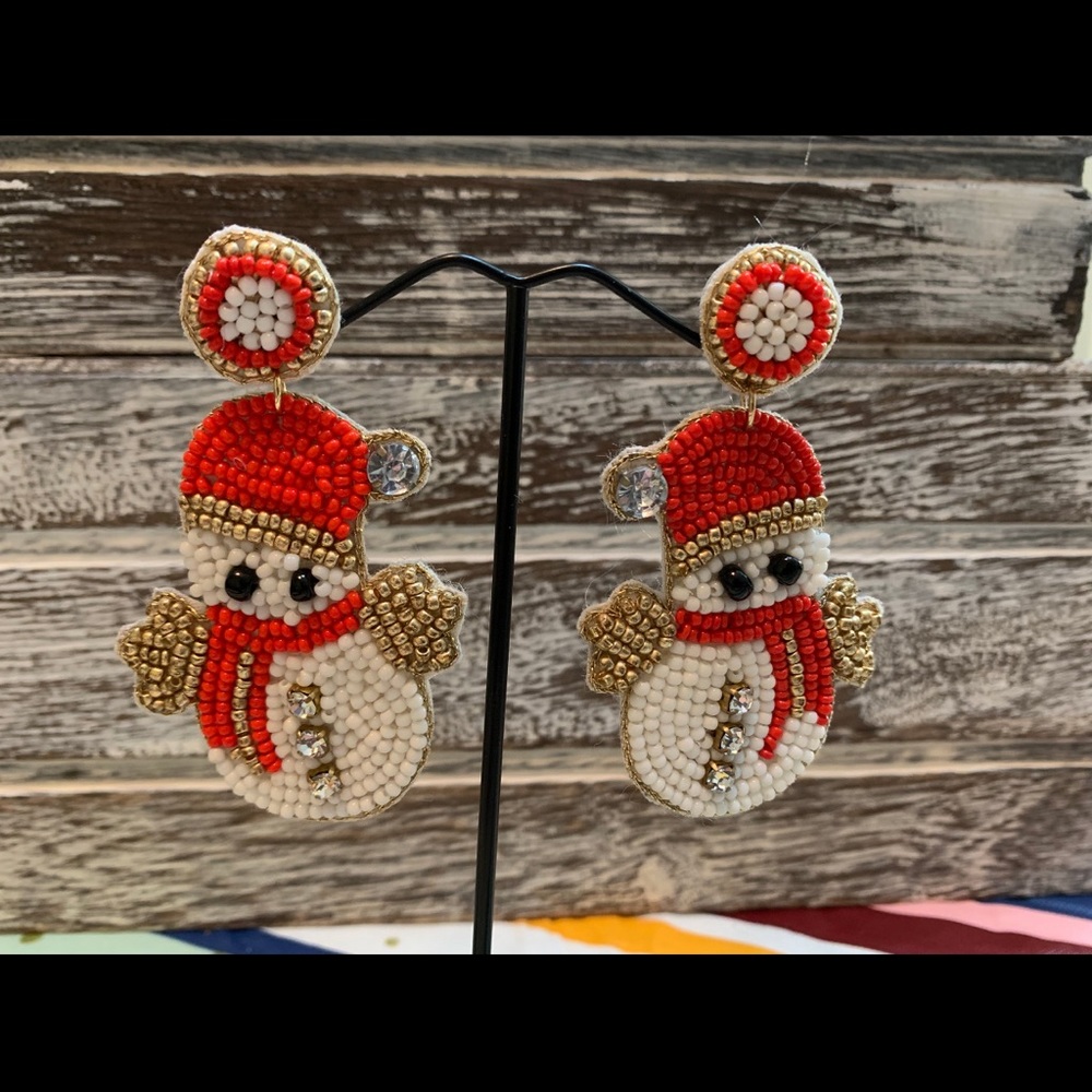 NWT Red Snowman Earrings